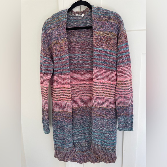 GAP Sweaters - Gap Cotton Open Front Long Knit Cardigan Striped Colourful | M
